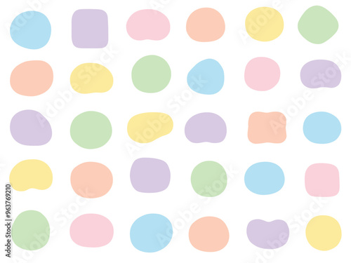 ゆるいフレームのベクターイラストセット。枠、楕円、曲線