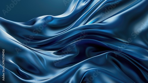 Wallpaper Mural Abstract image of flowing blue satin with elegant folds and shadows Torontodigital.ca
