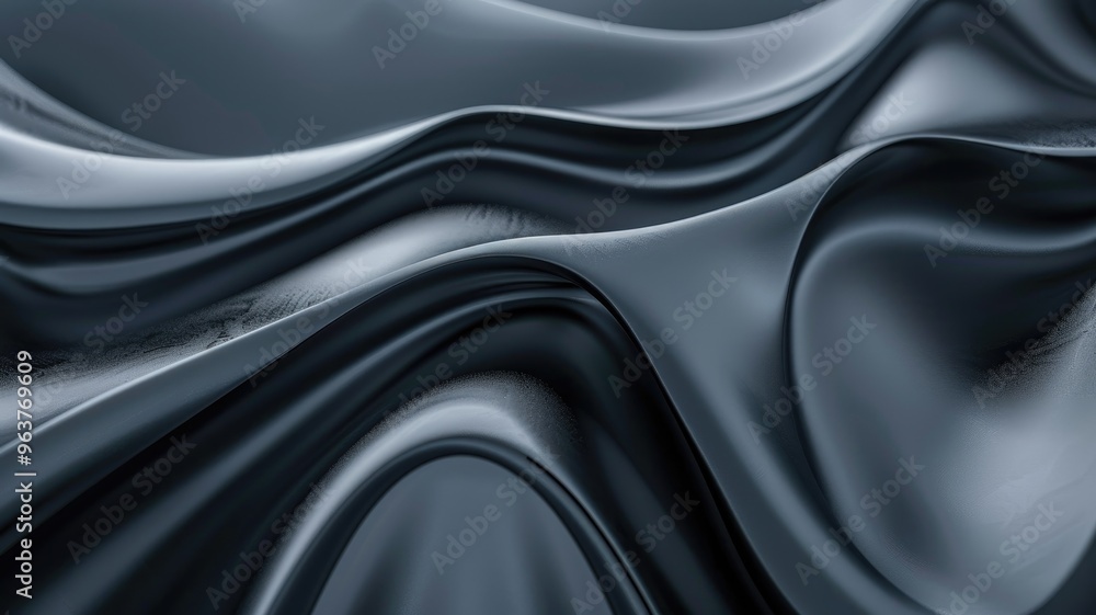 Fototapeta premium Monochrome abstract waves texture resembling silky fabric or liquid flow