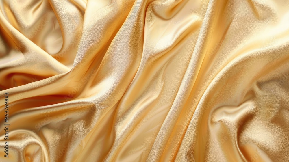 Obraz premium Luxurious golden satin fabric with smooth, shiny surface and elegant folds