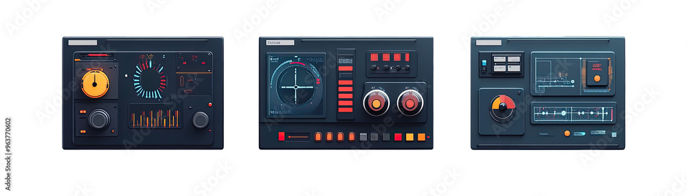 Creative Art and Design Control Panels, Various Perspectives. Isolated on a Transparent Background. Cutout PNG. Creative Art and Design Control Panels, Various Perspectives. Isolated on a Transparent Background. Cutout PNG.