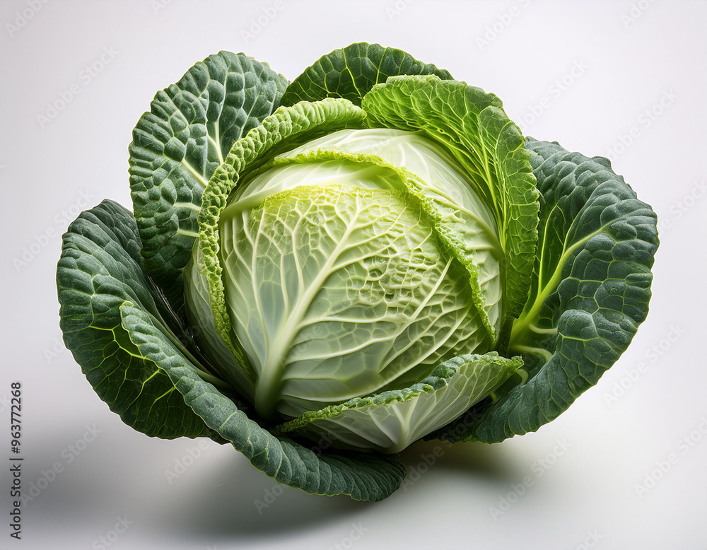 Obraz premium fresh cabbage isolated on white background. Brassica oleracea var. capitata. 