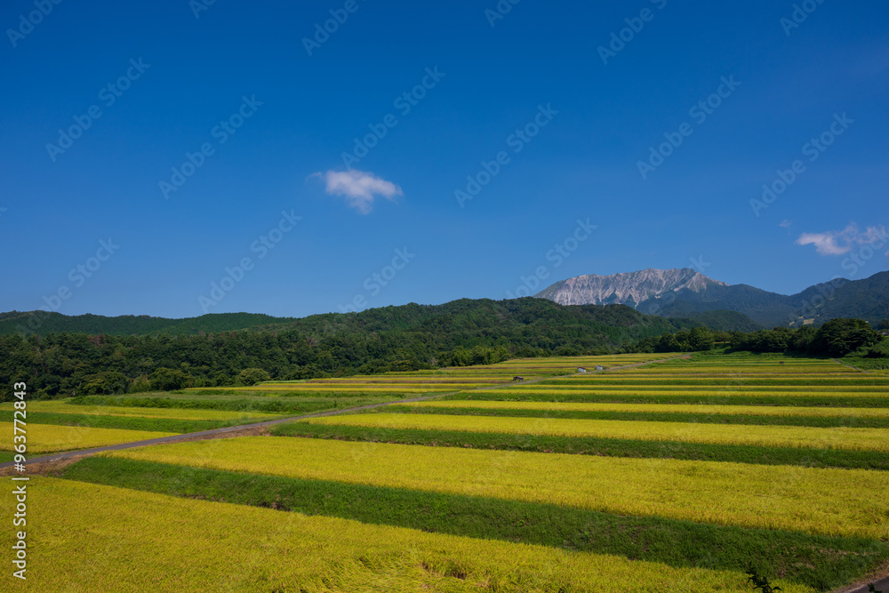 日本の鳥取県の美しい晩夏の大山 日本の鳥取県の美しい晩夏の大山
