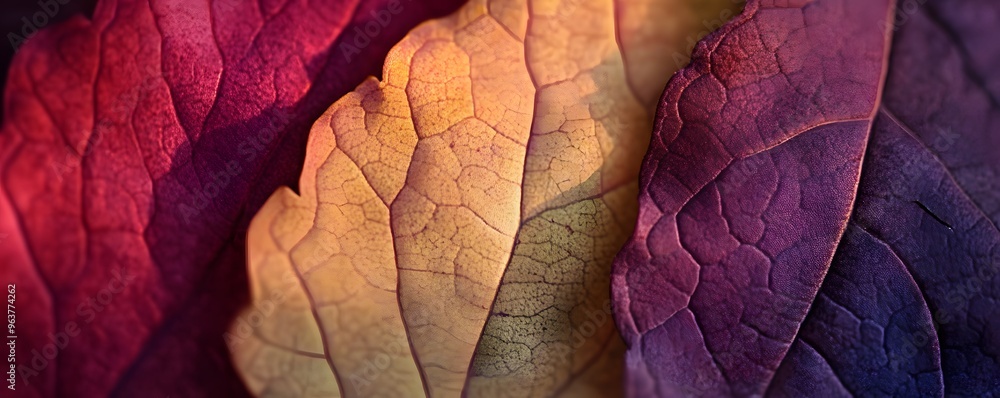 Fototapeta premium Close-up of Red, Orange, and Purple Autumn Leaves