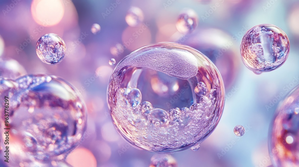 Abstract Purple and White Bubbles with Bokeh Background Abstract Purple and White Bubbles with Bokeh Background