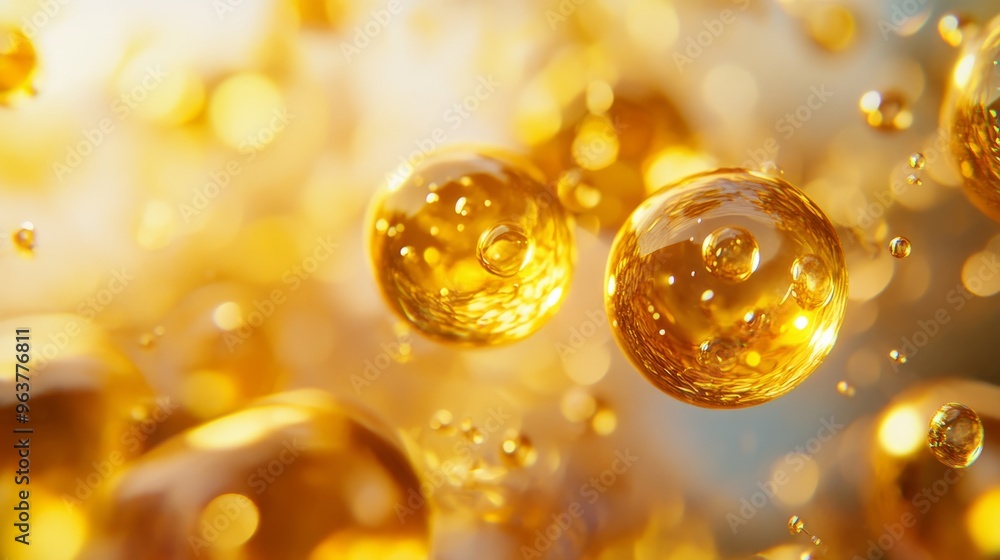 Golden Oil Droplets Abstract Background Golden Oil Droplets Abstract Background