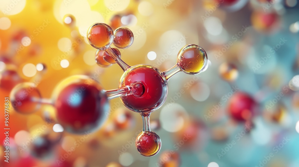 Abstract Molecular Structure with Colorful Bokeh Background Abstract Molecular Structure with Colorful Bokeh Background