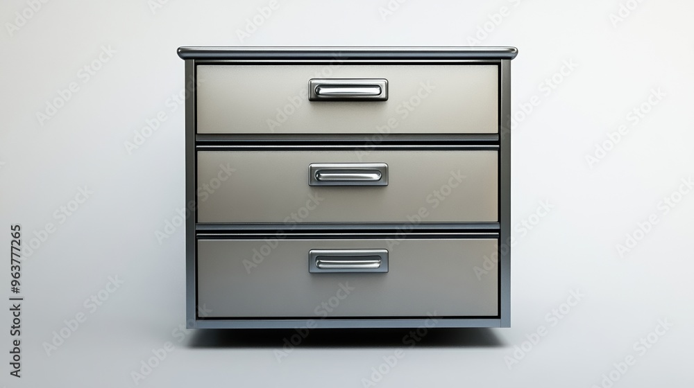 Stylish metal drawer unit with three spacious drawers, perfect for modern office or home organization, showcasing sleek lines. Stylish metal drawer unit with three spacious drawers, perfect for modern office or home organization, showcasing sleek lines.