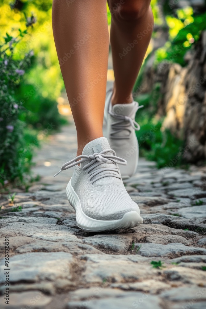 Elegant Footwear on Cobblestone Pathway Elegant Footwear on Cobblestone Pathway
