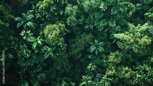 View of tropical forest from a height photo