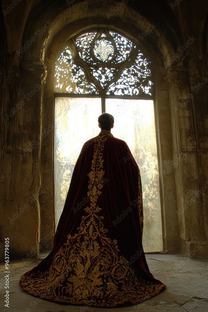 Regal Cloak with Gold Embroidery in Stunning Light Regal Cloak with Gold Embroidery in Stunning Light