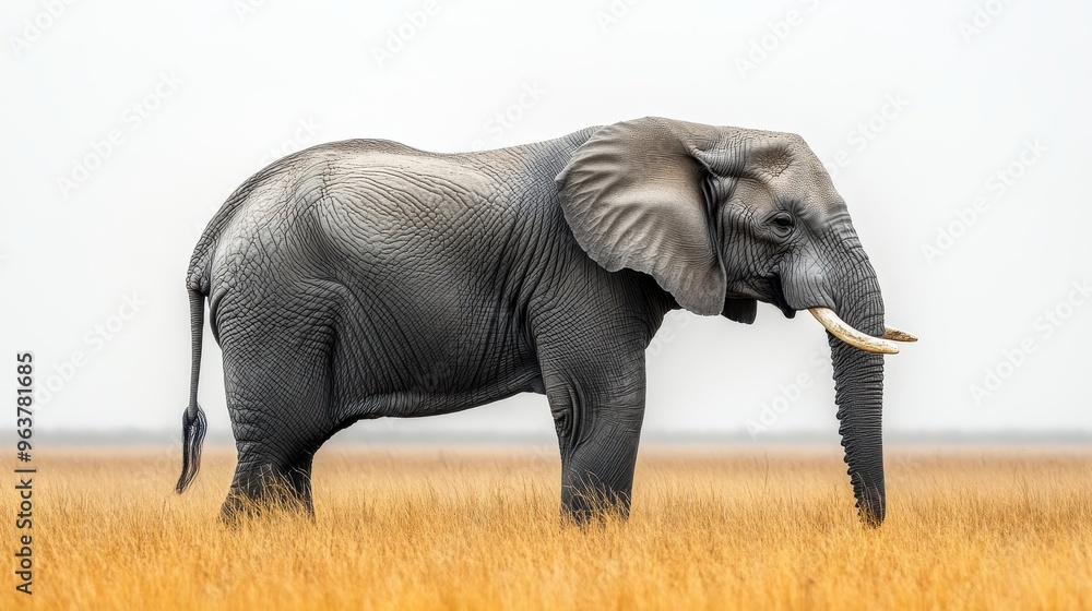 Fototapeta premium African elephant isolated on a white backdrop