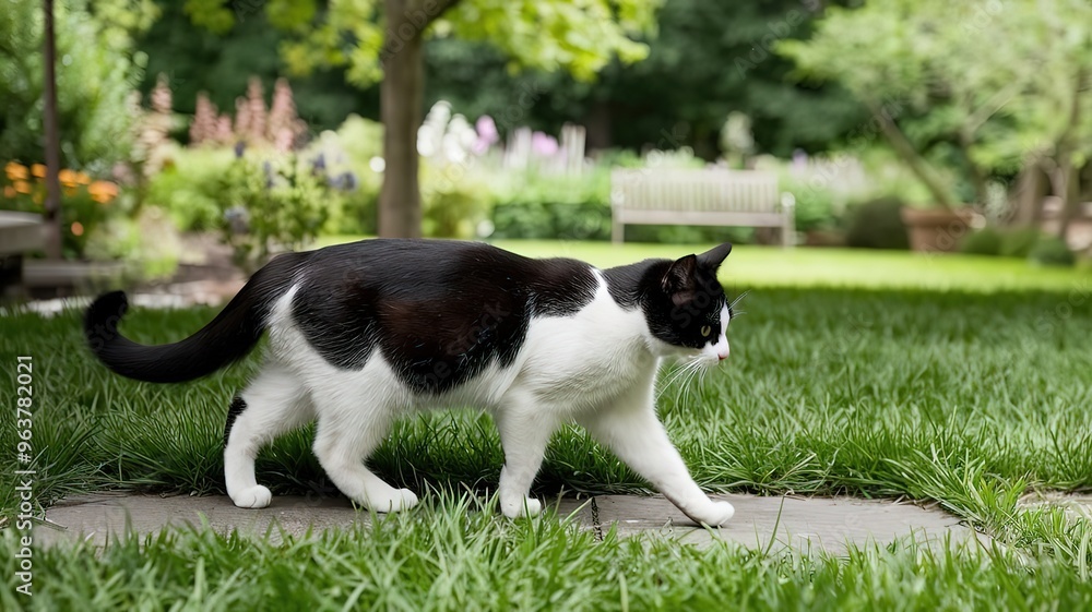 Cute cat spending time outdoors. made with generative Ai Cute cat spending time outdoors. made with generative Ai