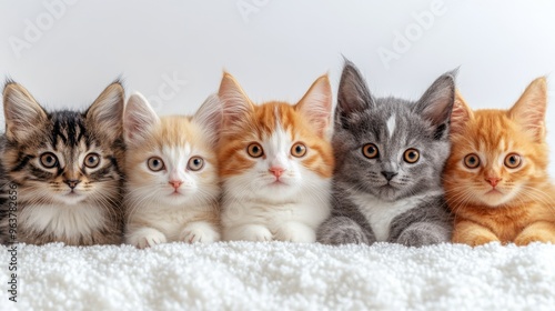 Animal shelter with various pets on white background