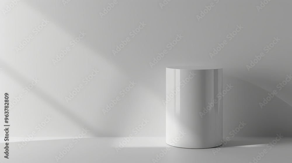 White cylinder on a white backdrop White cylinder on a white backdrop