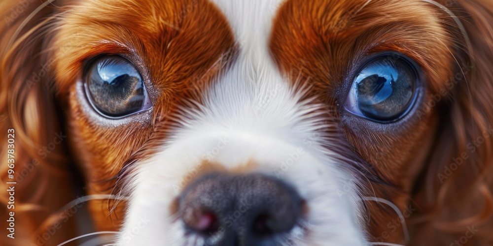 Intrigued Cavalier King Charles Spaniel pup gazing directly at the camera Intrigued Cavalier King Charles Spaniel pup gazing directly at the camera