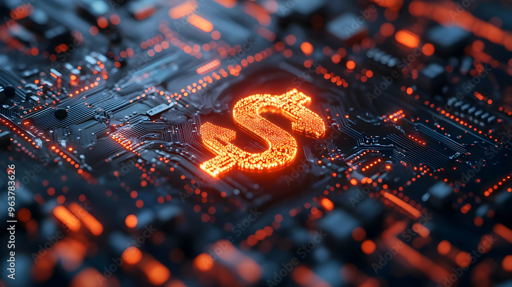 3D AI Circuit Board with Dollar Symbol - Detailed Vector Icon Isolated on White Background Representing AI and Financial Cost Management Integration 3D AI Circuit Board with Dollar Symbol - Detailed Vector Icon Isolated on White Background Representing AI and Financial Cost Management Integration