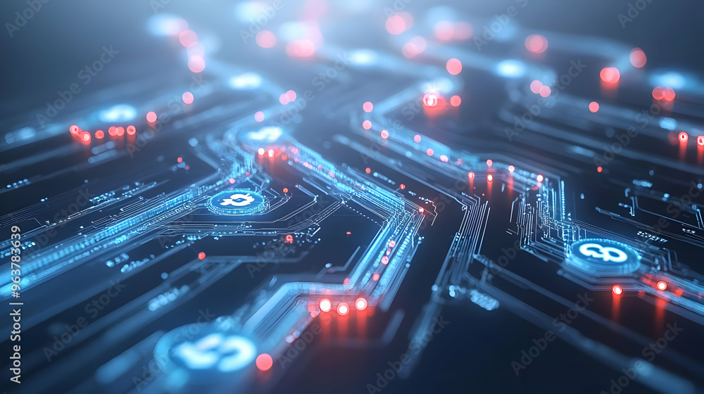 3D AI Circuit Path Icon with Flowing Money Symbol - Vector Illustrating Streamlined Financial Processes Enabled by AI on White Background 3D AI Circuit Path Icon with Flowing Money Symbol - Vector Illustrating Streamlined Financial Processes Enabled by AI on White Background