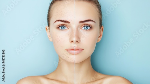 Before and after images showing the effects of mandelic acid on acne-prone skin photo