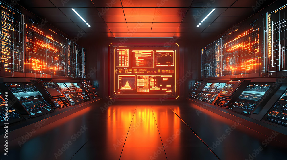3D AI Driven Energy Control Room Background: Glossy Digital Monitors & Sleek Design for Modern Energy Management Solutions 3D AI Driven Energy Control Room Background: Glossy Digital Monitors & Sleek Design for Modern Energy Management Solutions