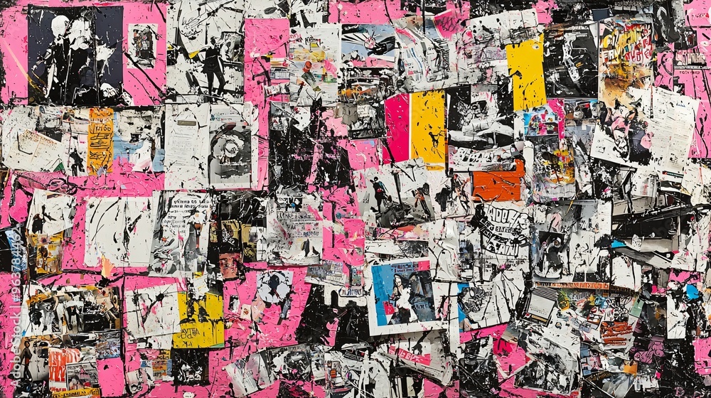 Obraz premium Abstract Collage of Colorful Posters