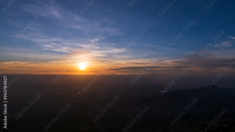 Landscape view of sunrise in the mountain Landscape view of sunrise in the mountain