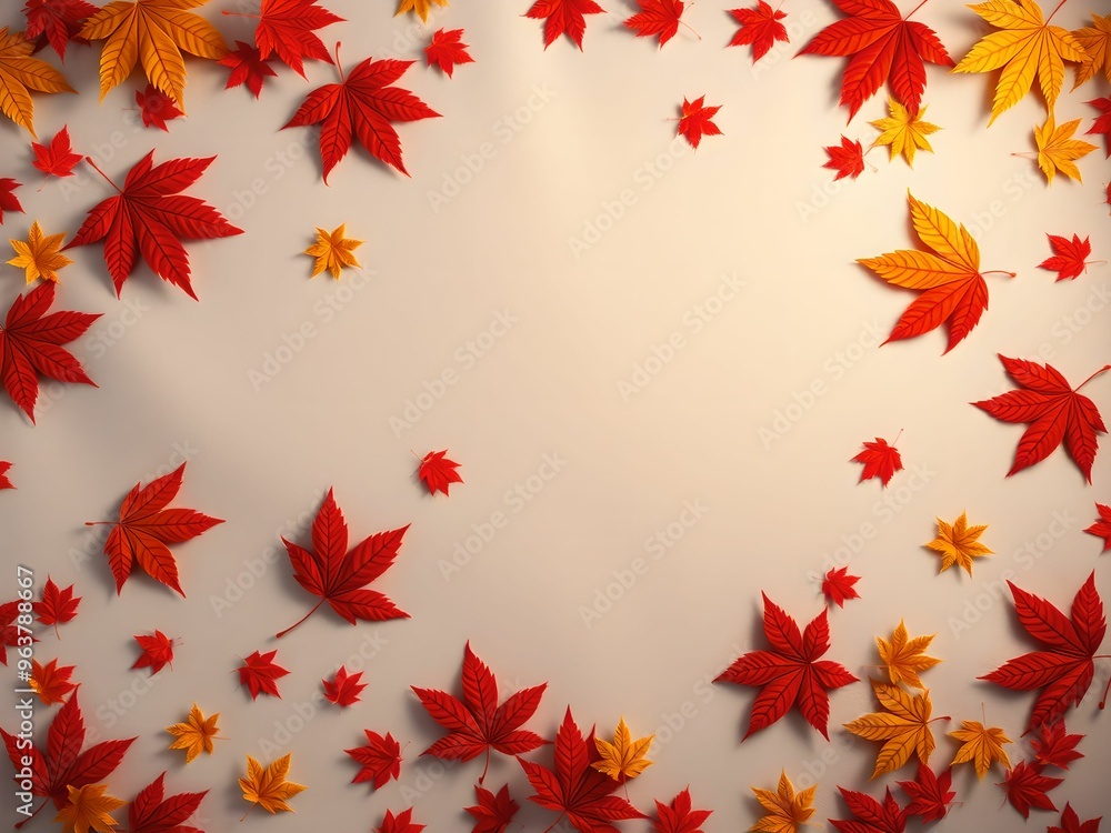 3D realistic image, Maple Leaf Patterned Cloth Background 3D realistic image, Maple Leaf Patterned Cloth Background