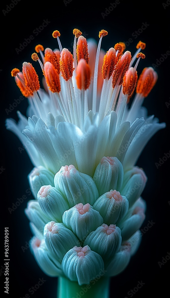 Obraz premium Close-up of a White Flower with Orange Stamens