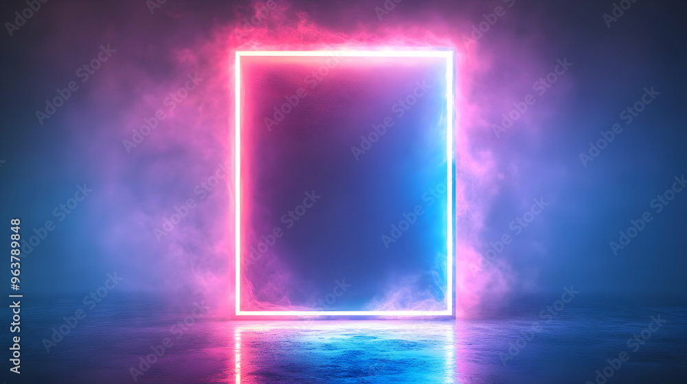 3D Holographic Digital Photo Frame with Glowing Borders Isolated on Glossy White Surface - Futuristic Design Ideal for Modern Digital Displays 3D Holographic Digital Photo Frame with Glowing Borders Isolated on Glossy White Surface - Futuristic Design Ideal for Modern Digital Displays