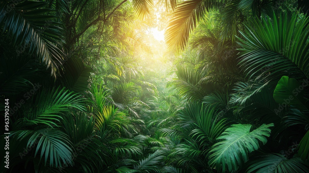 Dense rainforest vegetation on white background Dense rainforest vegetation on white background