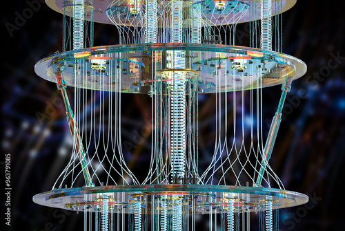 Golden quantum computer machine close up photo