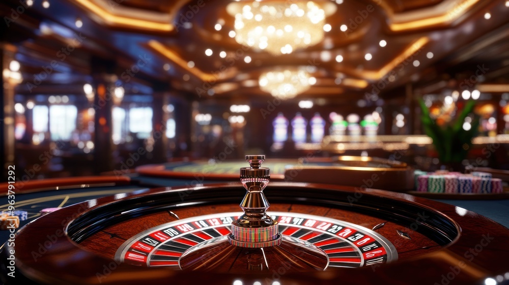 A gold and red roulette wheel with a gold and red ball on top A gold and red roulette wheel with a gold and red ball on top