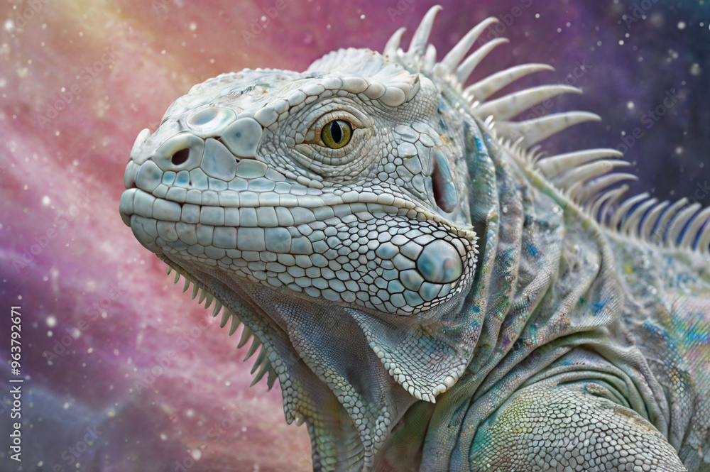 White Iguana with Aurora Borealis in a Stunning Fusion of Nature and Fantasy White Iguana with Aurora Borealis in a Stunning Fusion of Nature and Fantasy