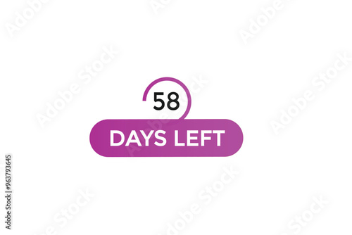 58 days left, icon, stile, timer, countdown, clock, time, background, template, 58 days left, countdown, sticker, left banner, business, sale, label button 