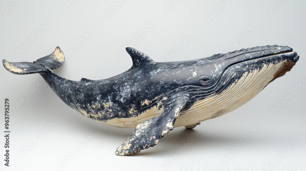 Fototapeta premium Full-body image of a whale on a plain white background, ideal for educational or scientific use