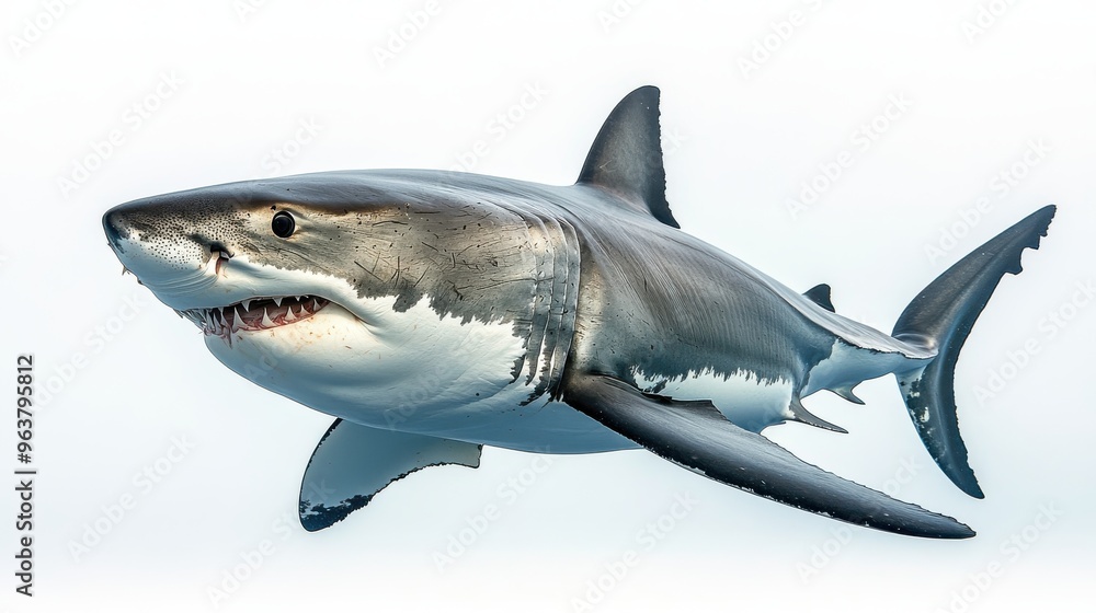 Fototapeta premium Great white shark isolated on white