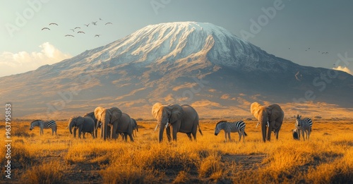 African Wildlife at the Foot of Mount Kilimanjaro photo