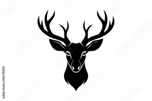 Christmas Deer Head Black Silhouette.christmas deer head silhouette,