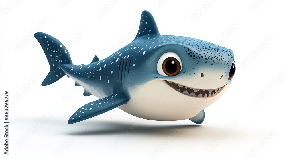Happy cartoon shark on a clean white backdrop Happy cartoon shark on a clean white backdrop