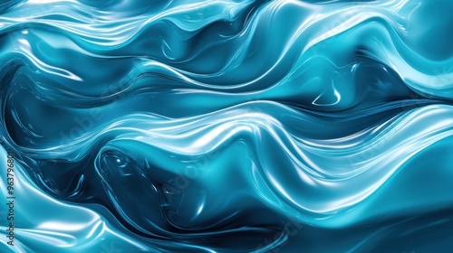 Abstract blue waves with a glossy, fluid appearance.