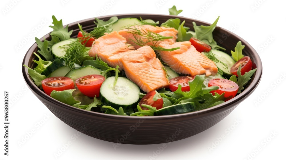 A hearty and satisfying salmon salad, packed with chunks of salmon, mixed greens, cherry tomatoes, cucumbers, and a creamy dill dressing. A hearty and satisfying salmon salad, packed with chunks of salmon, mixed greens, cherry tomatoes, cucumbers, and a creamy dill dressing.