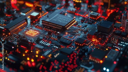 Modern electronic elements on a nice computer board