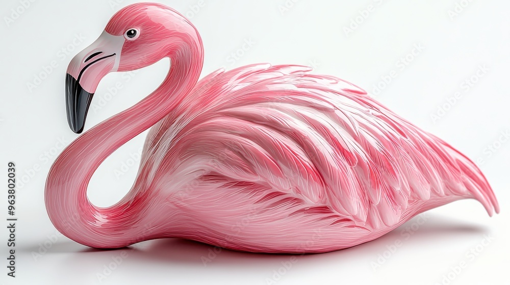 Naklejka premium Plastic flamingo decoration isolated on white