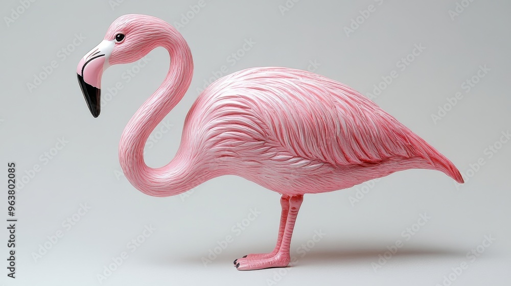 Fototapeta premium Plastic flamingo decoration isolated on white
