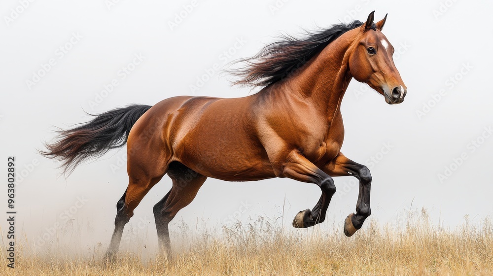 Quarter horse running on white background Quarter horse running on white background