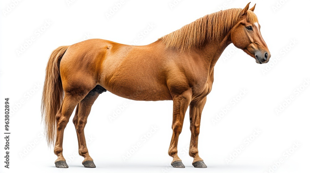Obraz premium Quarter horse standing on a white background