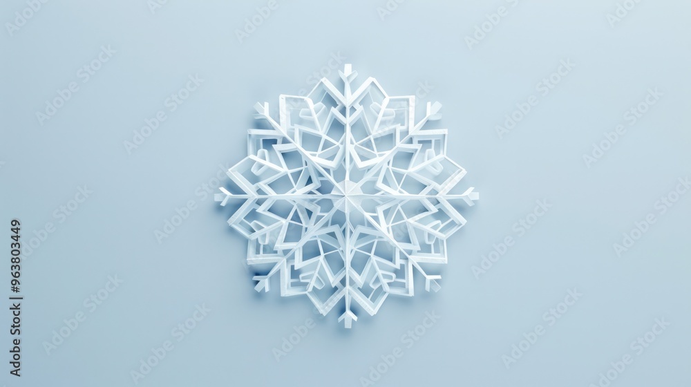 A minimalist white snowflake icon with intricate hexagonal patterns A minimalist white snowflake icon with intricate hexagonal patterns