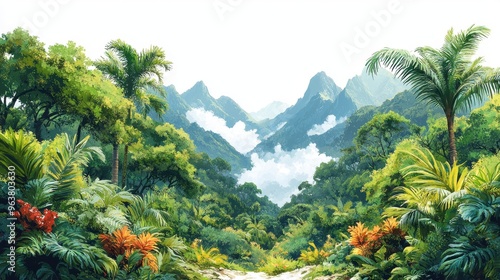 Rainforest on a white background