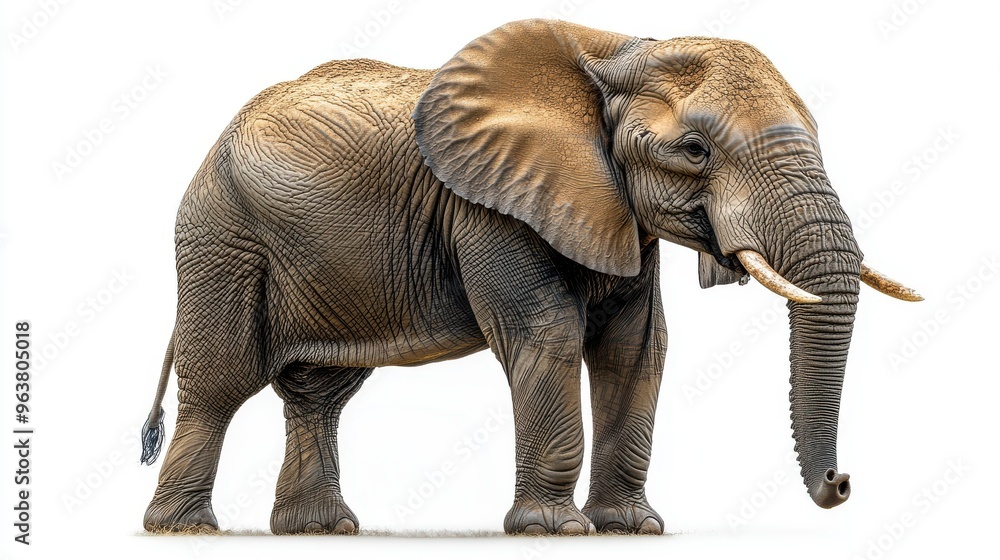 Fototapeta premium Side profile of an elephant on white