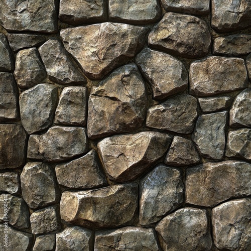 2D Illustration of Stone Wall Texture with Molds